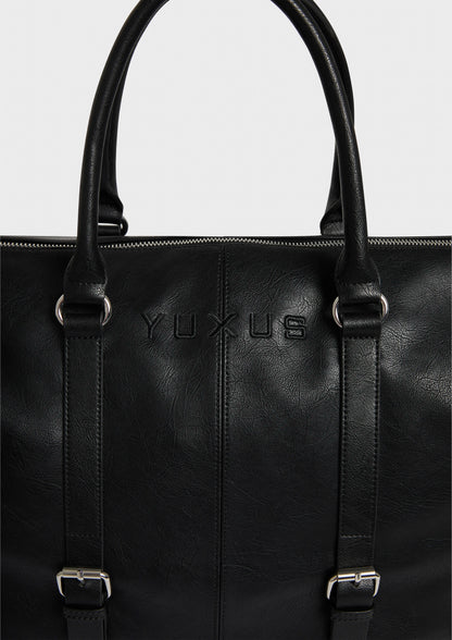 BLACK "VOYAGER" LEATHER BAG