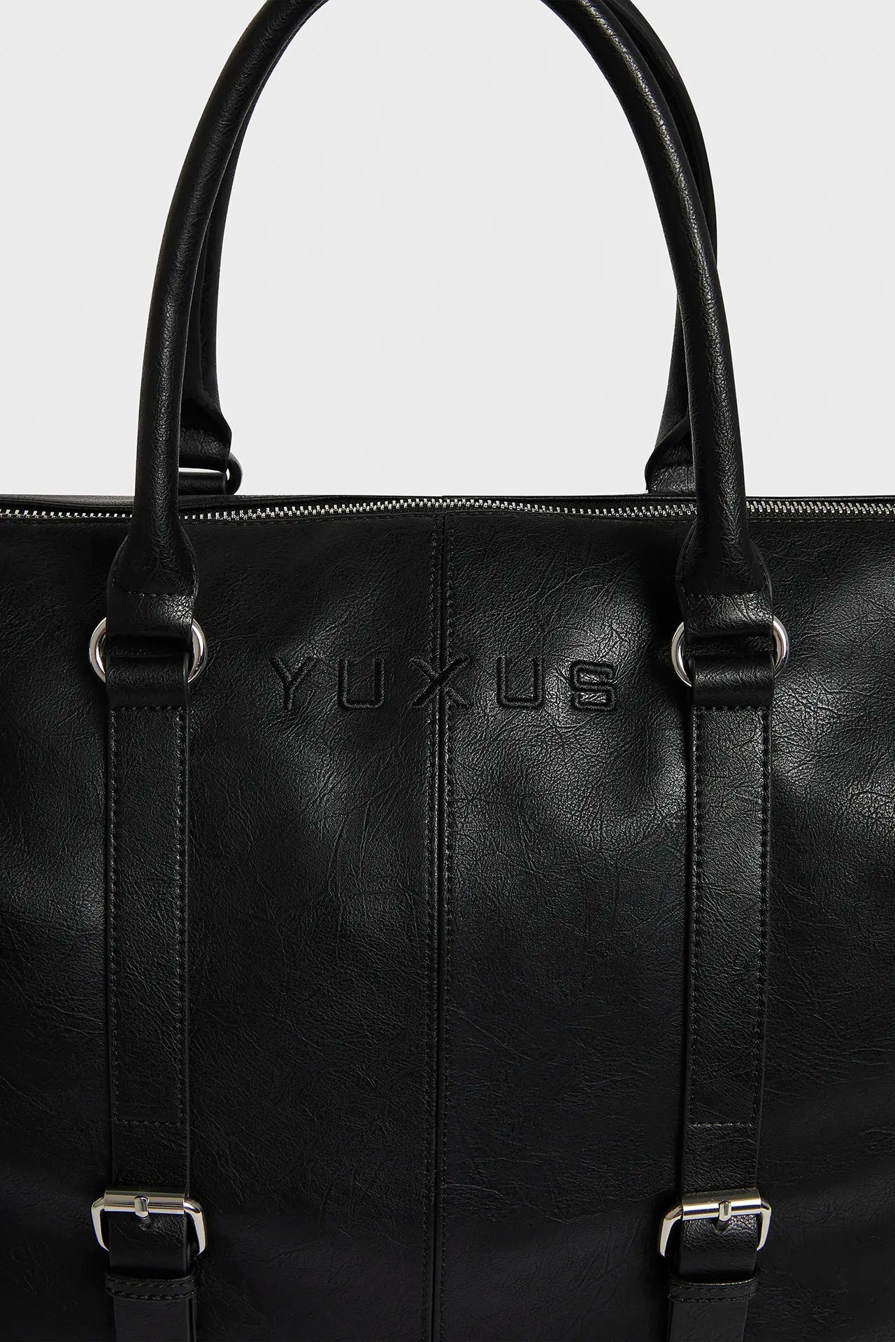 BLACK "VOYAGER" LEATHER BAG