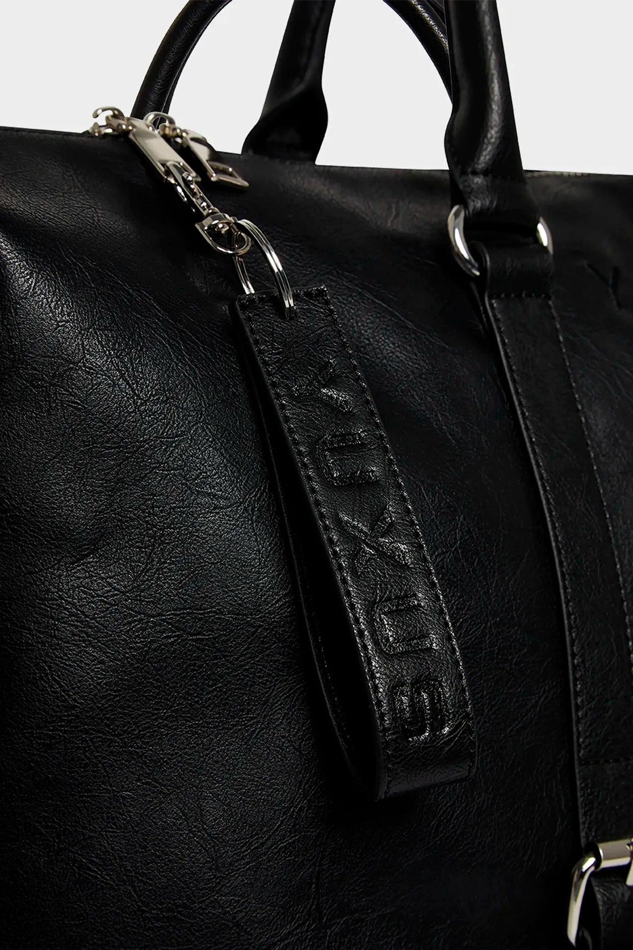 BLACK "VOYAGER" LEATHER BAG