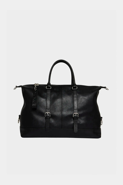 BLACK "VOYAGER" LEATHER BAG