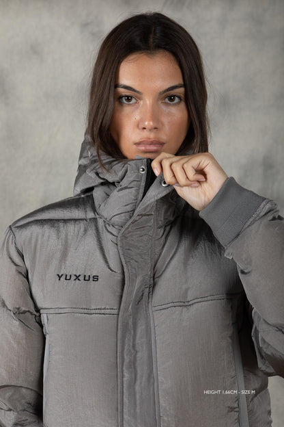 GREY "CLUB" FEATHER COAT - YUXUS